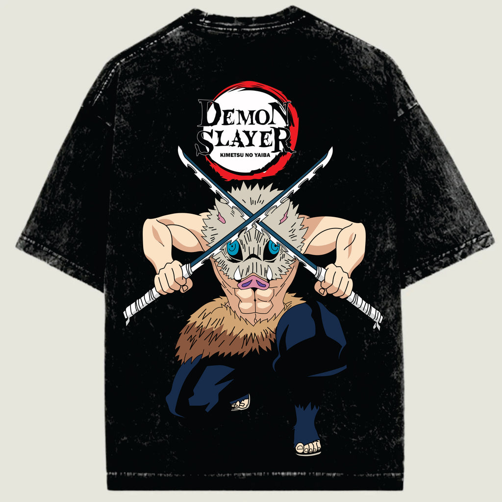 Black t-shirt with 'Demon Slayer' character design