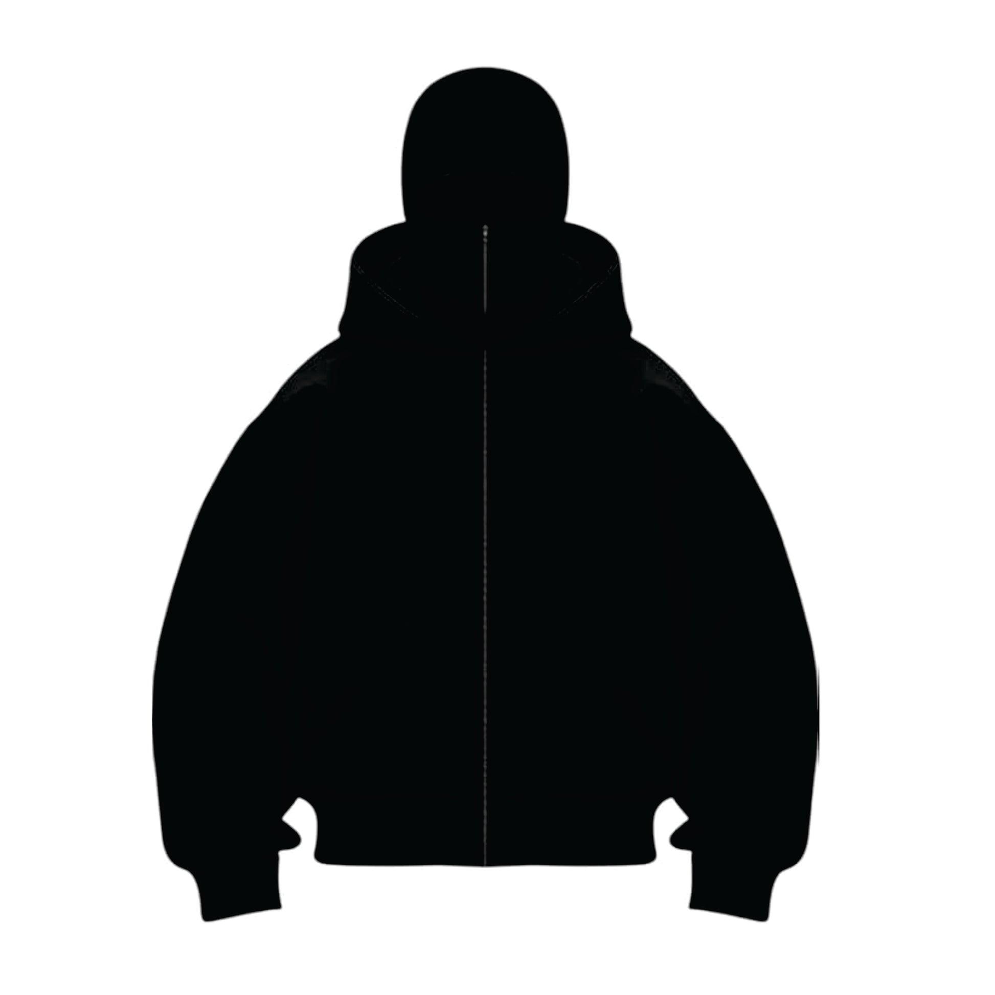Black silhouette of a hooded 