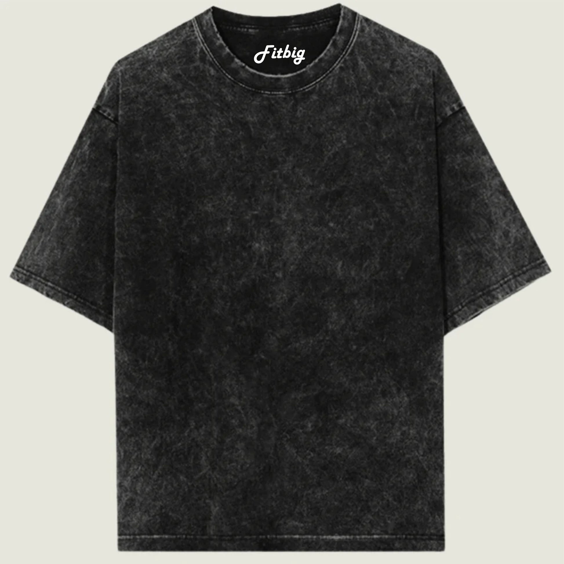 Black t-shirt with 'Fitbig' branding on a light gray background