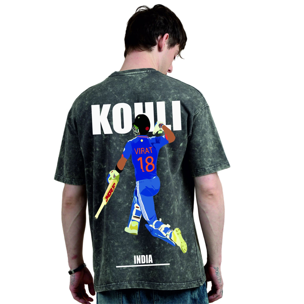 Person wearing a t-shirt with a graphic and text on the back