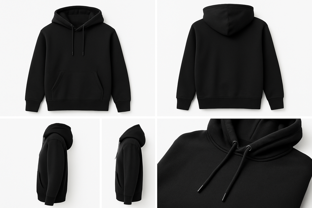BLACK COTTON HOODIE ALL VIEW