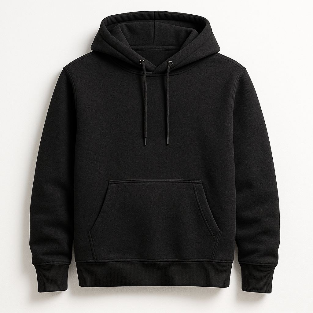 SOLID RELAXED FIT HOODIE - BLACK