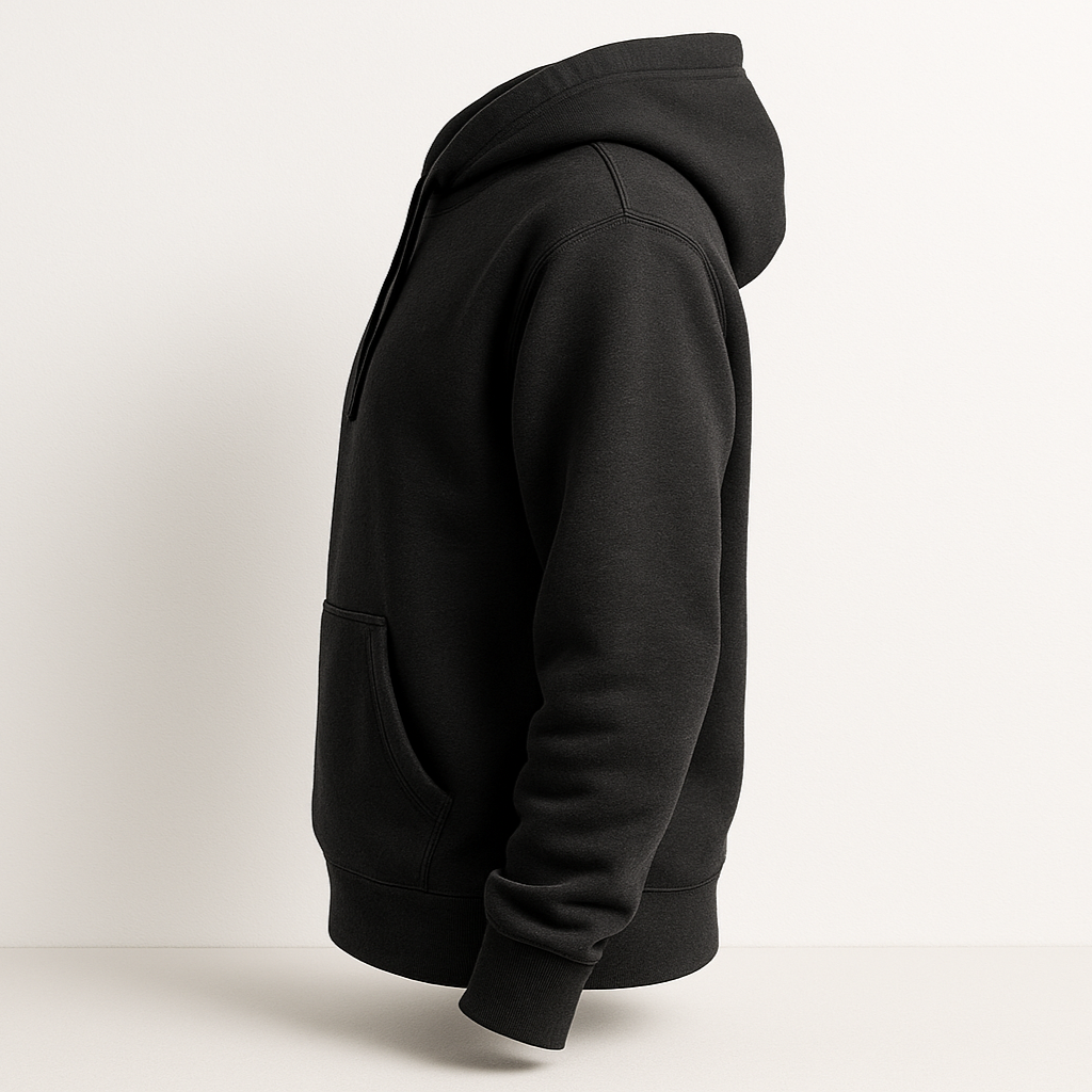 BLACK HOODIE SIDE VIEW